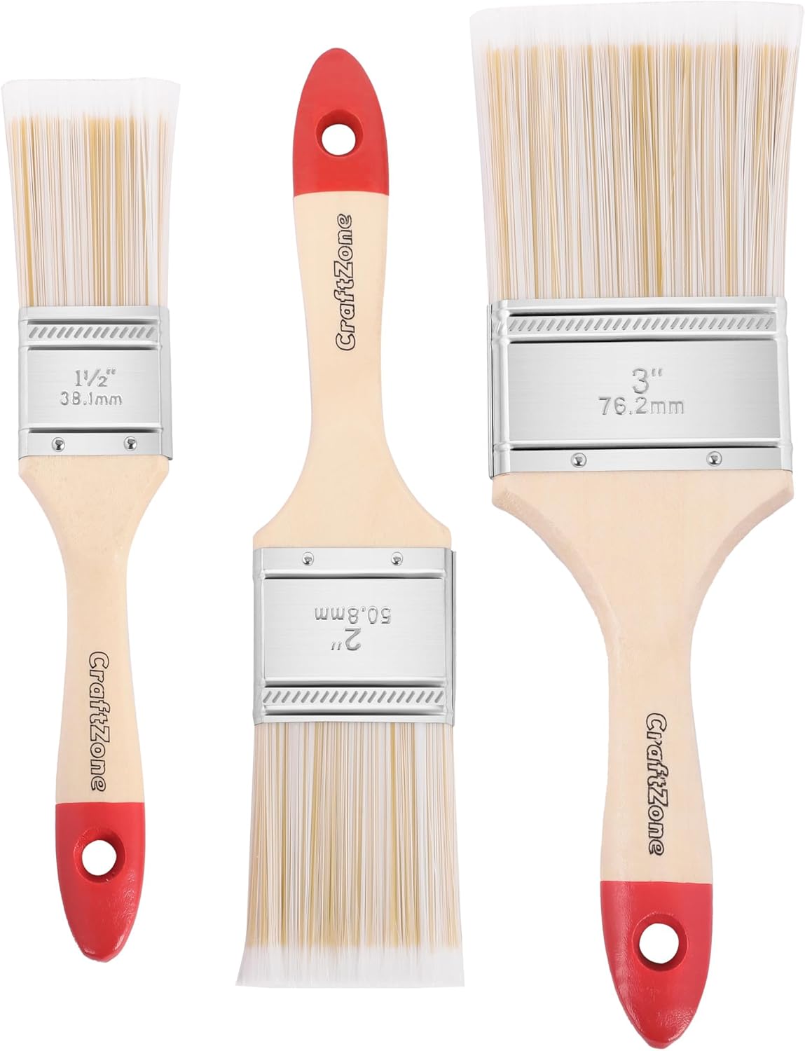 Paint Brush Set – 3-Pack, 1.5", 2", & 3" Paint Brushes for All Latex and Oil Paints & Stains – Perfect for Home Improvement, Interior & Exterior Use