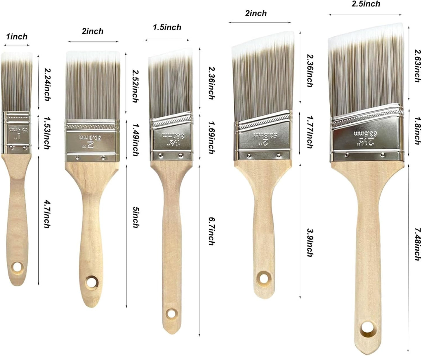 Paint Brushes Set of 8，Small Trim Edge Oil Paint Brushes,Round and Flattened Angled Painting Tools with Wooden Handle for Walls and Home Improvement