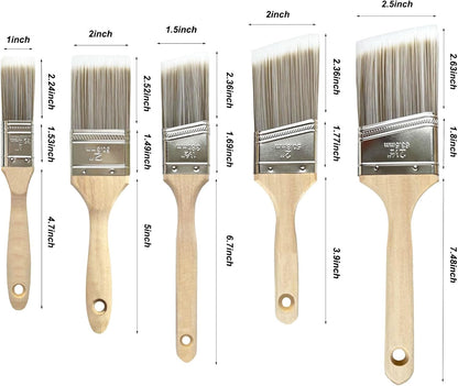 Paint Brushes Set of 8，Small Trim Edge Oil Paint Brushes,Round and Flattened Angled Painting Tools with Wooden Handle for Walls and Home Improvement