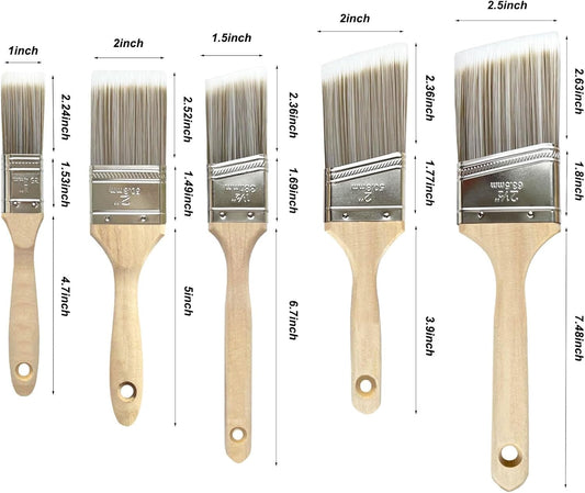 Paint Brushes Set of 8，Small Trim Edge Oil Paint Brushes,Round and Flattened Angled Painting Tools with Wooden Handle for Walls and Home Improvement