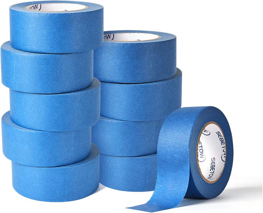 10 Rolls Painters Tape 2 inch Bulk Painter Tape Blue Wide Roll, Blue Masking Tape, 2 Inches x 55 Yards for General Purpose Wall Painting, Home Improvement
