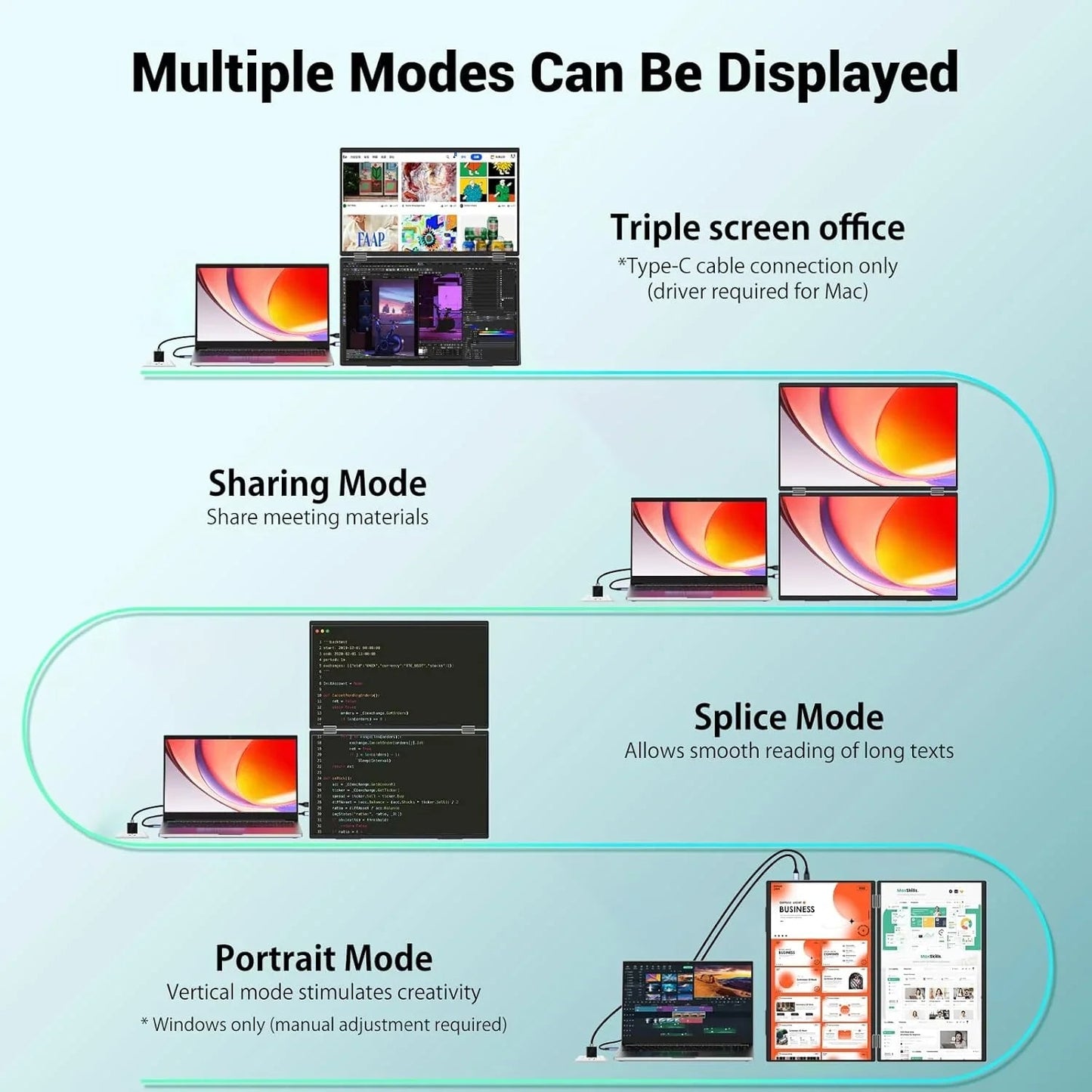InnoView Foldable 15.6" Dual Portable Monitor-INVPM009-05B