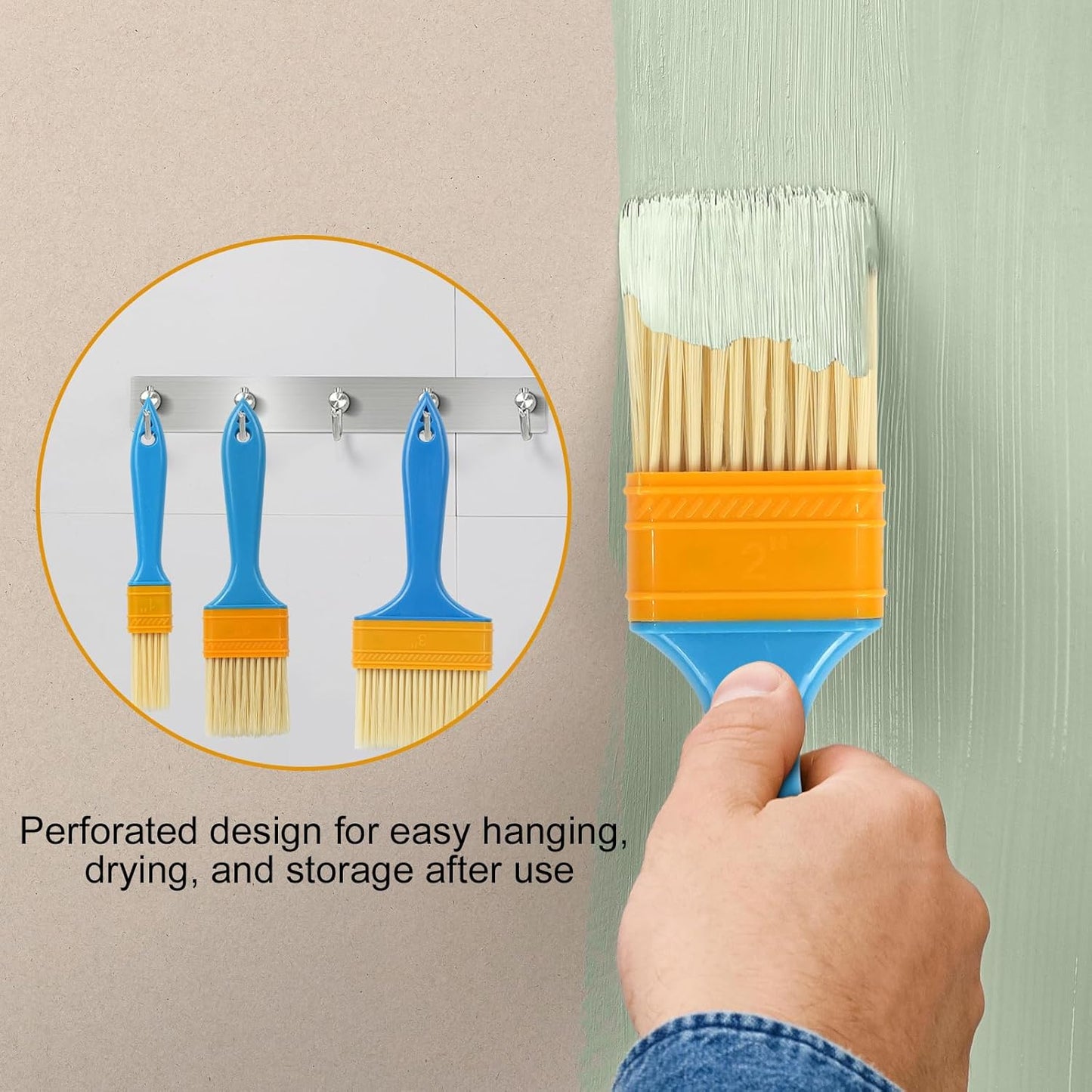 Pro Grade Waterproofing Paint Brushes - 4-Piece Flat and Angle Paint Brush Set for All Latex and Oil Paints & Stains - Home Improvement - Interior & Exterior Use