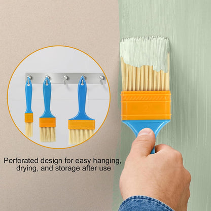 Pro Grade Waterproofing Paint Brushes - 4-Piece Flat and Angle Paint Brush Set for All Latex and Oil Paints & Stains - Home Improvement - Interior & Exterior Use