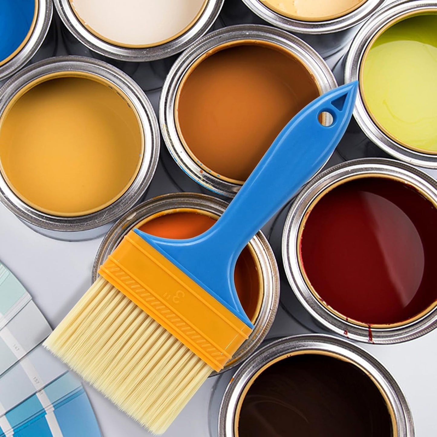 Pro Grade Waterproofing Paint Brushes - 4-Piece Flat and Angle Paint Brush Set for All Latex and Oil Paints & Stains - Home Improvement - Interior & Exterior Use