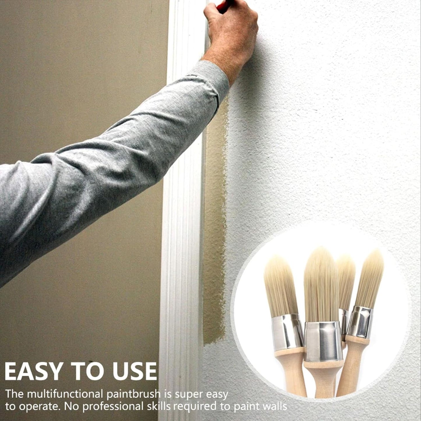 Paint Brushes Set of 8，Small Trim Edge Oil Paint Brushes,Round and Flattened Angled Painting Tools with Wooden Handle for Walls and Home Improvement