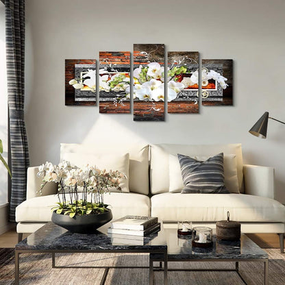 Stunning 5-Piece Orchid Canvas Wall Art - Large Abstract Flower Prints for Modern Living Room Decor - Framed & Ready to Hang!