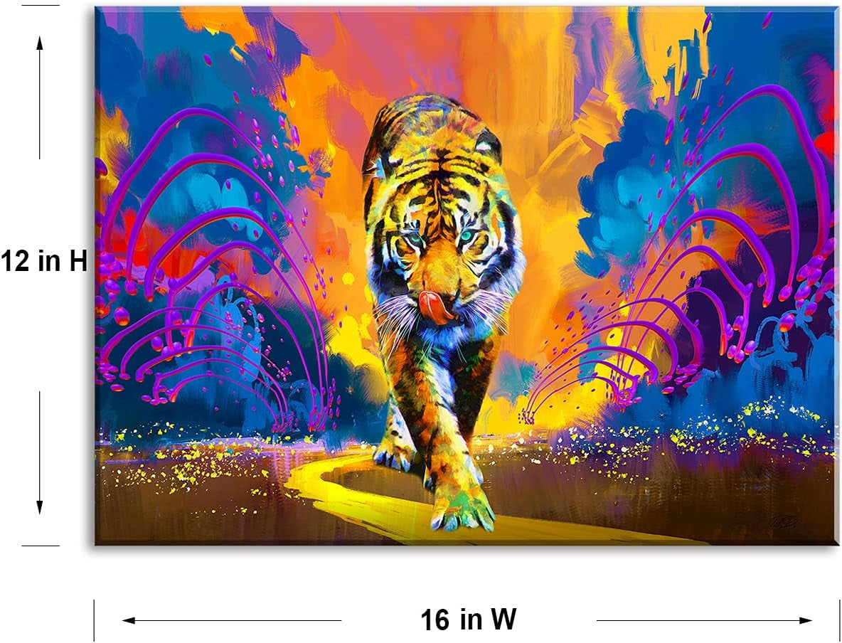 Stunning Tiger Abstract Canvas Wall Art - Framed 12x16 for Bedroom, Living Room & Bathroom Decor