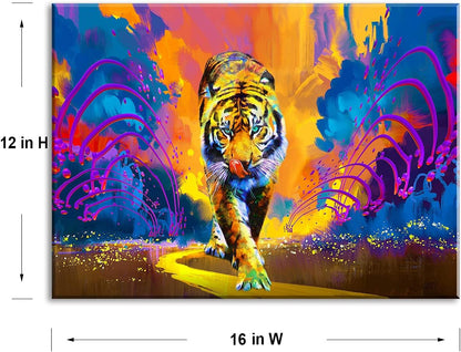 Stunning Tiger Abstract Canvas Wall Art - Framed 12x16 for Bedroom, Living Room & Bathroom Decor