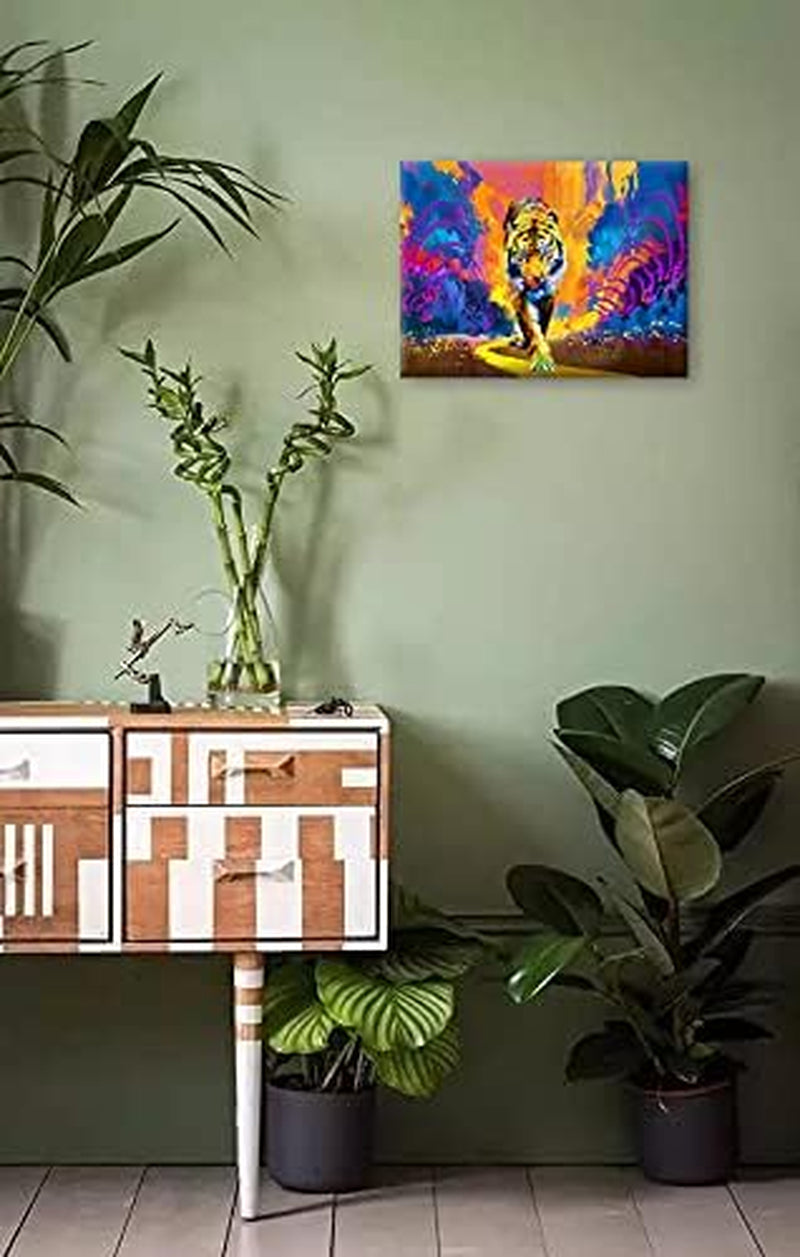 Stunning Tiger Abstract Canvas Wall Art - Framed 12x16 for Bedroom, Living Room & Bathroom Decor