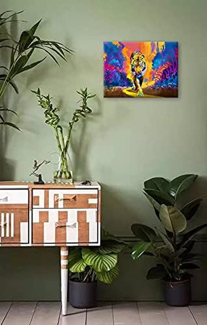 Stunning Tiger Abstract Canvas Wall Art - Framed 12x16 for Bedroom, Living Room & Bathroom Decor