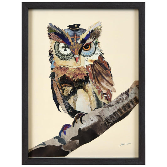 Empire Art Direct "The Wisest Owl" Dimensional Art Collage Hand Signed by Ale...