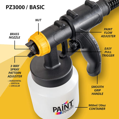 Paint Zoom Paint Sprayer- Powerful 700-watt Spray Gun Tool HVLP Sprayer for Interior & Exterior Home Painting and DIY Home Improvement Projects With Set of 3 Additional Plastic Paint Containers Bundle