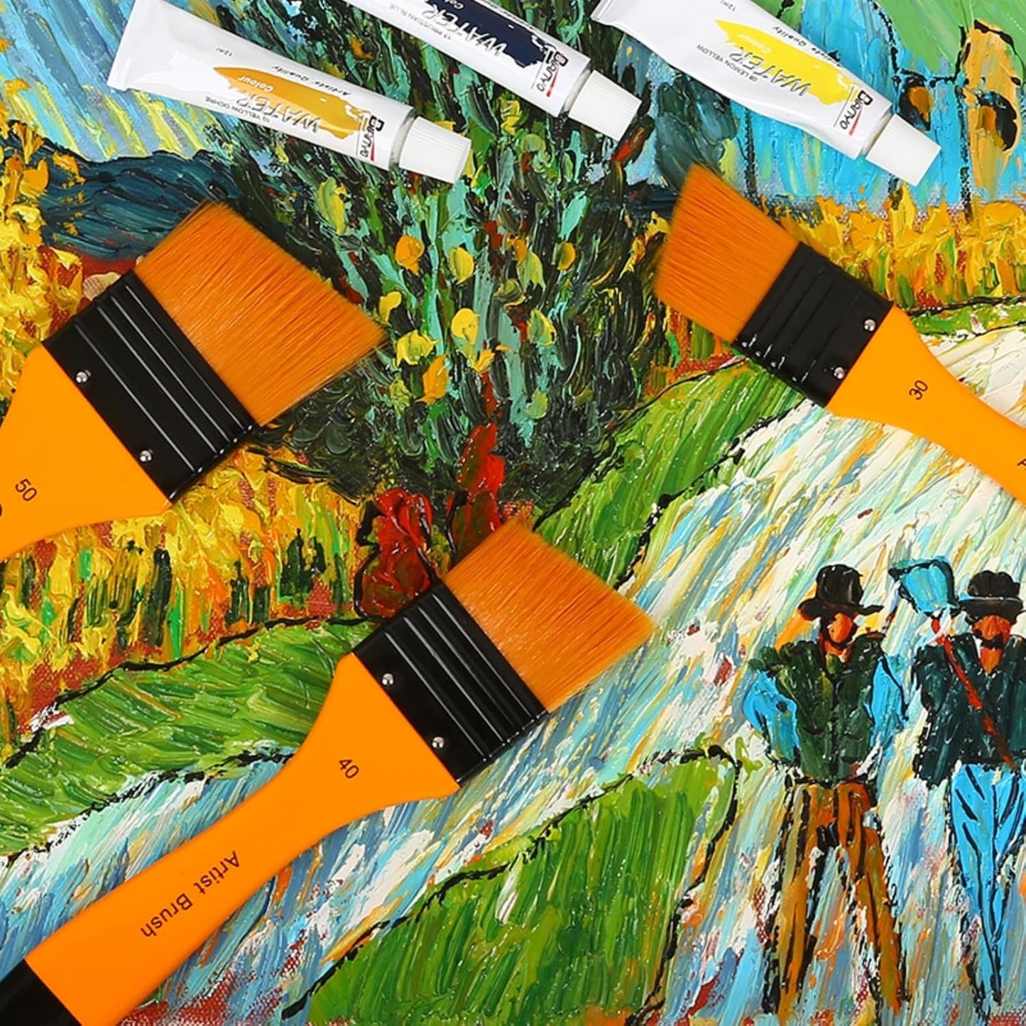 3 Piece Pro Grade Paint Brush Set 2" Angle Acrylic Painting Brushes for All Latex and Oil Paints, Stains, Wall, Home Improvement, Interior and Exterior Use