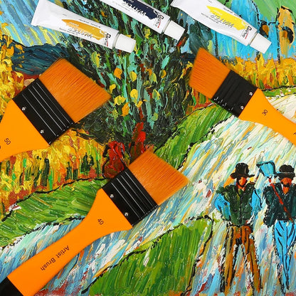 3 Piece Pro Grade Paint Brush Set 2" Angle Acrylic Painting Brushes for All Latex and Oil Paints, Stains, Wall, Home Improvement, Interior and Exterior Use