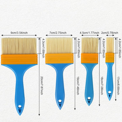 Pro Grade Waterproofing Paint Brushes - 4-Piece Flat and Angle Paint Brush Set for All Latex and Oil Paints & Stains - Home Improvement - Interior & Exterior Use