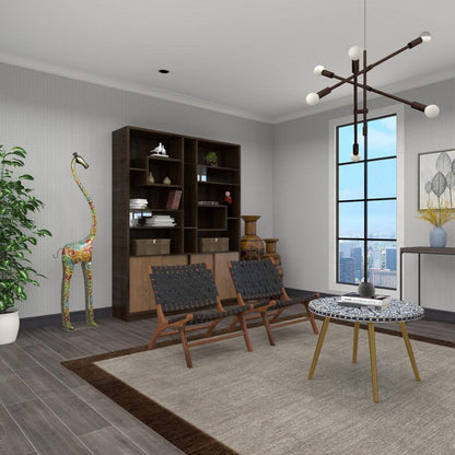 Multi Colored Metal Indoor Outdoor Tall Giraffe Sculpture with Detailed Embossed Scrollwork