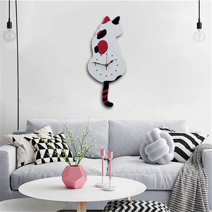 Cartoon art clock home decoration living room wagging tail cat children's room creative wall clock