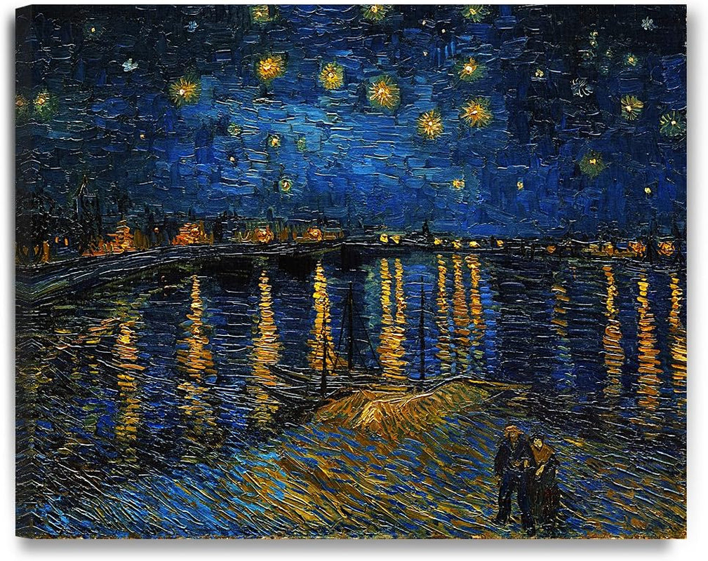 Starry Night Over the Rhone by Van Gogh - Premium Giclee Canvas Print for Stunning Wall Decor (30x24x1.5 inches)