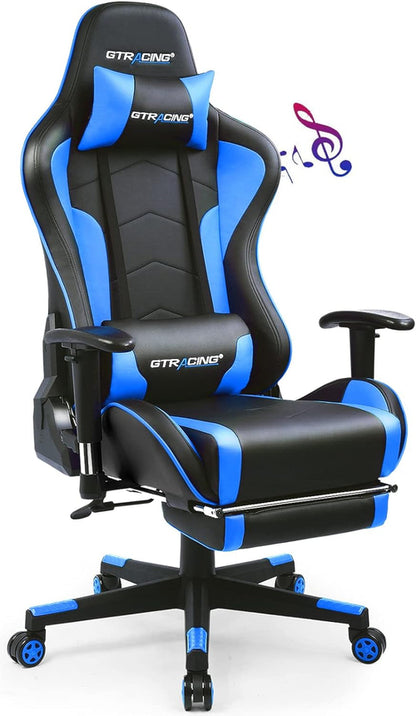 Bluetooth Gaming Chair With Footrest And Built In Speakers