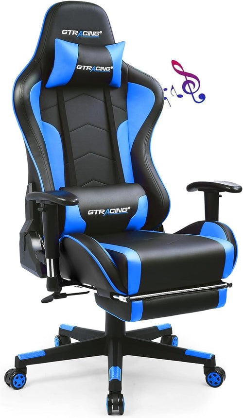 Bluetooth Gaming Chair With Footrest And Built In Speakers