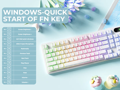 XVX K98 Silent Key Tri-Mode 100% Membrane Keyboard with Topography pattern keycaps