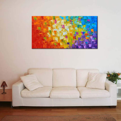Stunning Hand-Painted Abstract Oil Painting on Canvas - Framed Wall Art, 40x20 Inches, Ready to Hang