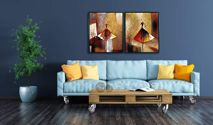 Stunning Hand-Painted Ballet Dancers Canvas Art in Elegant Black Frame – Perfect for Home Decor