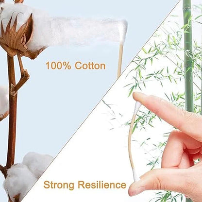 100Pcs Soft Bag Wood Cotton Swab