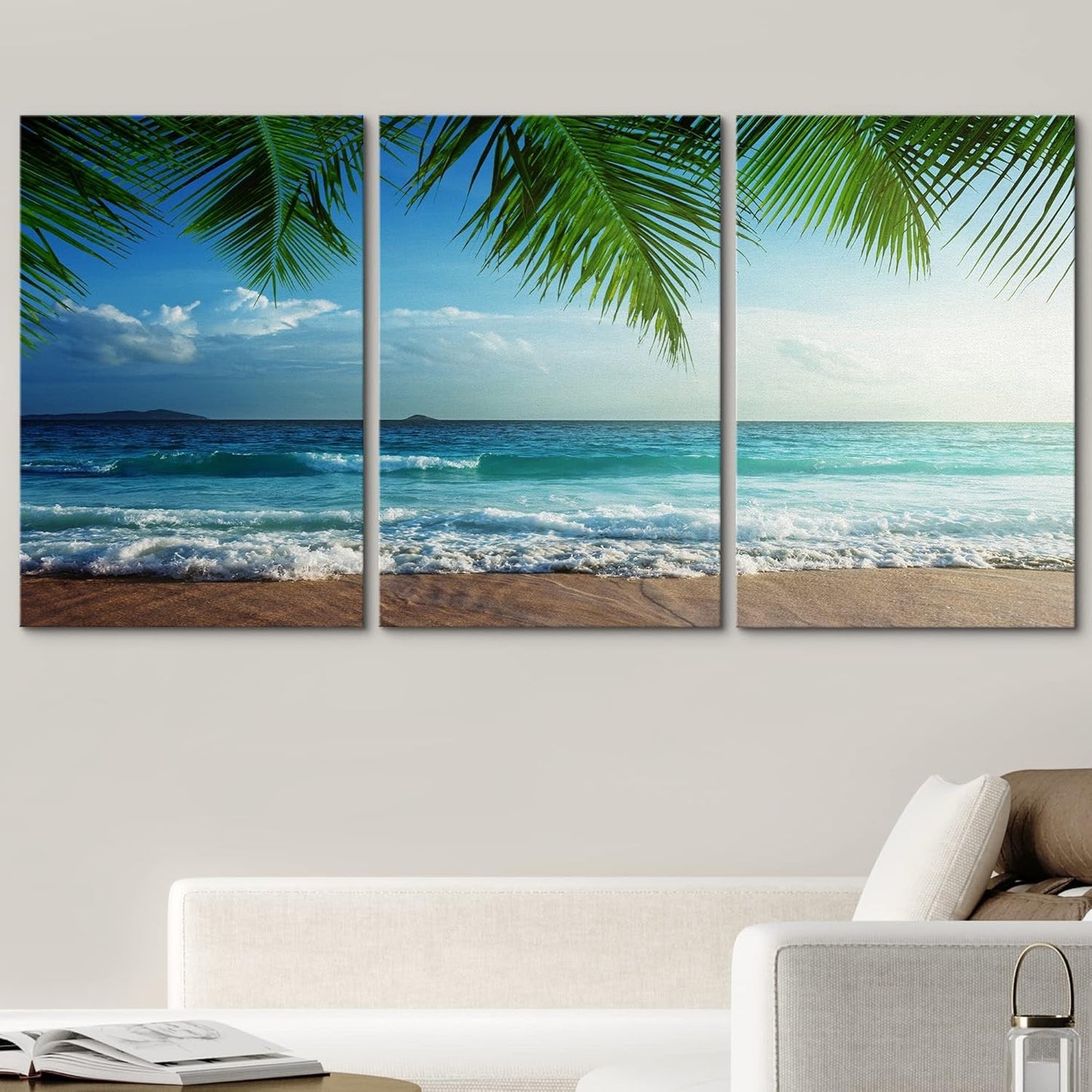 Stunning Sunset on Seychelles Beach - 3-Piece Canvas Art Set (16"x24")