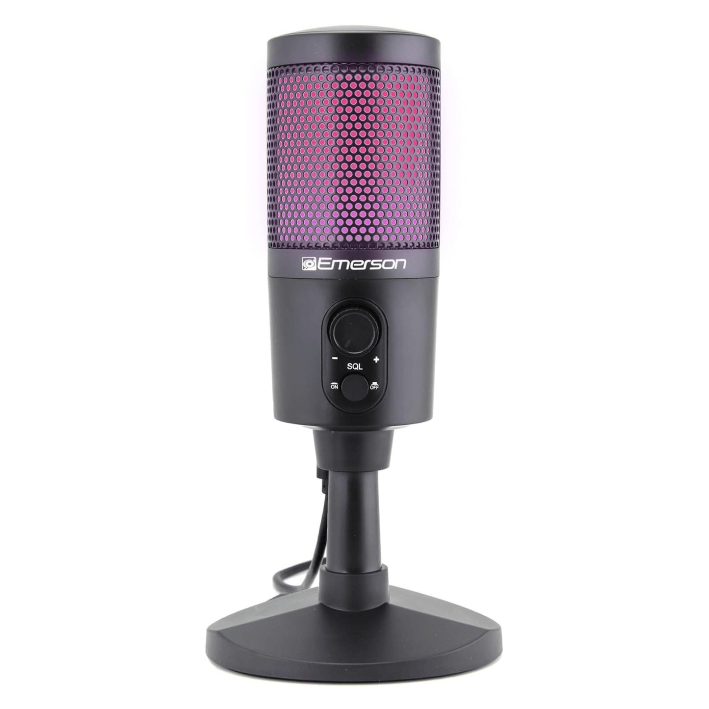 Emerson USB Gaming & Streaming Microphone with RGB Lighting with Tap-to-Mute