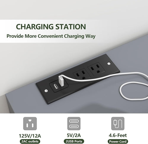 6-Drawer LED Dresser, Charging Station, Bedroom/Living Room