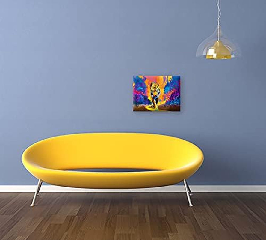 Stunning Tiger Abstract Canvas Wall Art - Framed 12x16 for Bedroom, Living Room & Bathroom Decor