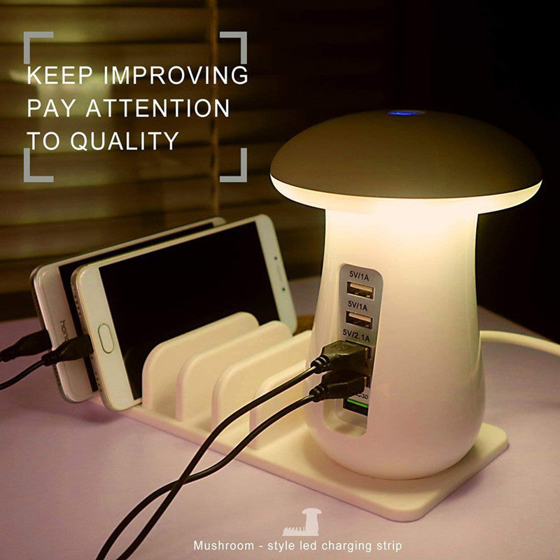 2 In 1 Mushroom Lamp LED USB Charger