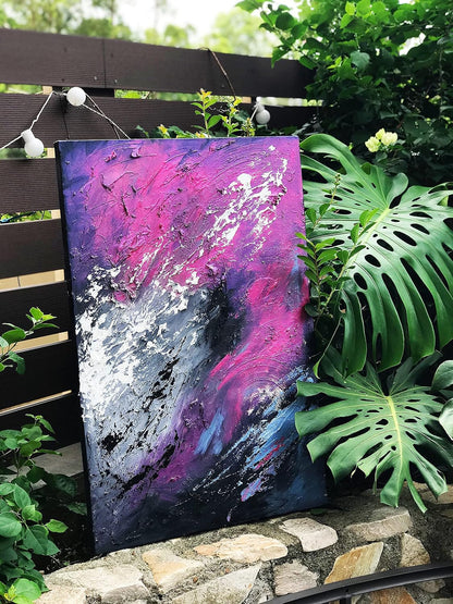 Stunning Large Hand-Painted Red & Blue Textured Canvas Wall Art - Ideal for Living Room, Bedroom & Office Décor (36x24 Inch)