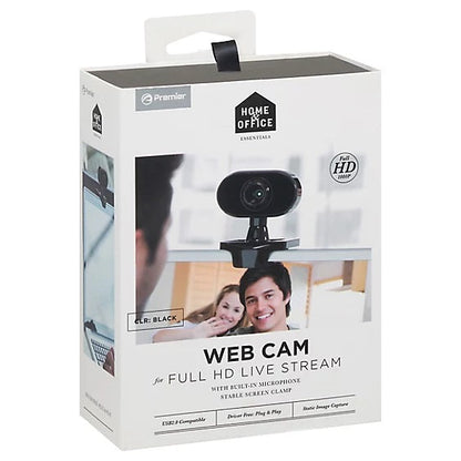 Web Cam Full HD 1080p Webcam with Built-in Microphone and Stable Screen Clamp