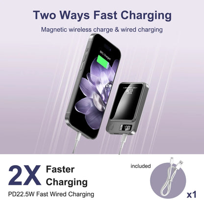 5000Mah Magnetic Power Bank Wireless Charger Portable Fast 22.5W Ultra with Type-C Cable for Iphone 16/15/14/13/12 All Series
