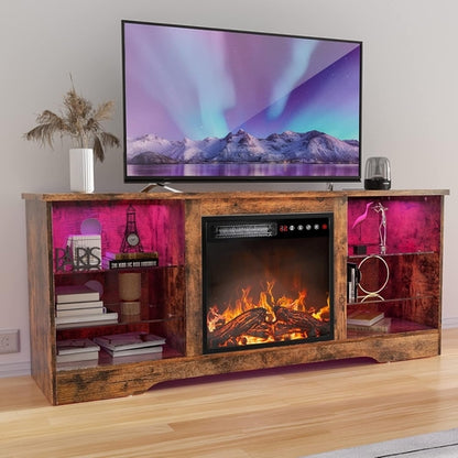 Fireplace TV Stand with 18''Fireplace, Modern Entertainment Center for