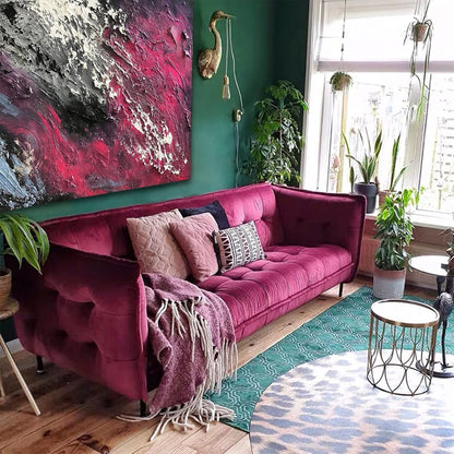 Stunning Large Hand-Painted Red & Blue Textured Canvas Wall Art - Ideal for Living Room, Bedroom & Office Décor (36x24 Inch)