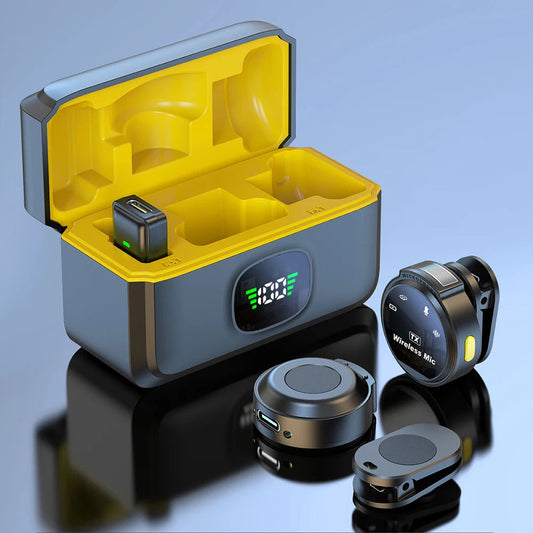 1 To 2 Wireless Lapel Microphone for USB-C /for iOS Camera 50m Range Noise Cancellation 400mAh Battery for Photography Vlog