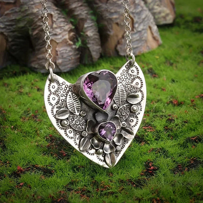 Amethyst Heart Pendant Necklace