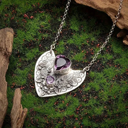 Amethyst Heart Pendant Necklace