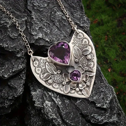 Amethyst Heart Pendant Necklace