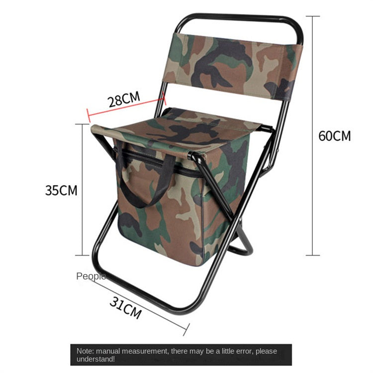 Outdoor Camping Folding Chair with Storage Backrest and Carrying Bag for Art Students' Sketching