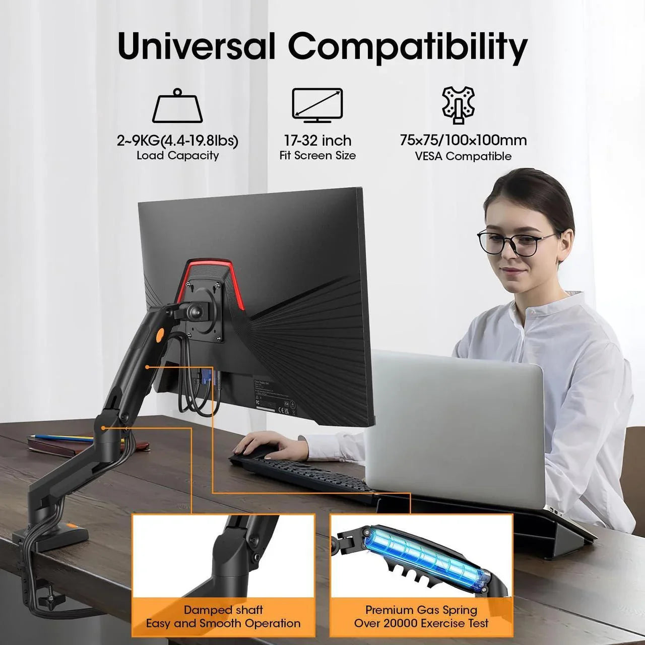 Rehisk Single Monitor Mount for 15-32 Inch Screens - F80