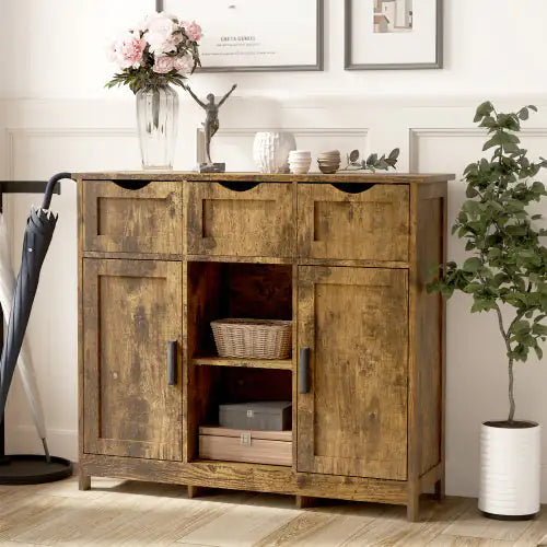 Elegant Vintage Wooden Storage Unit with Adjustable Shelving