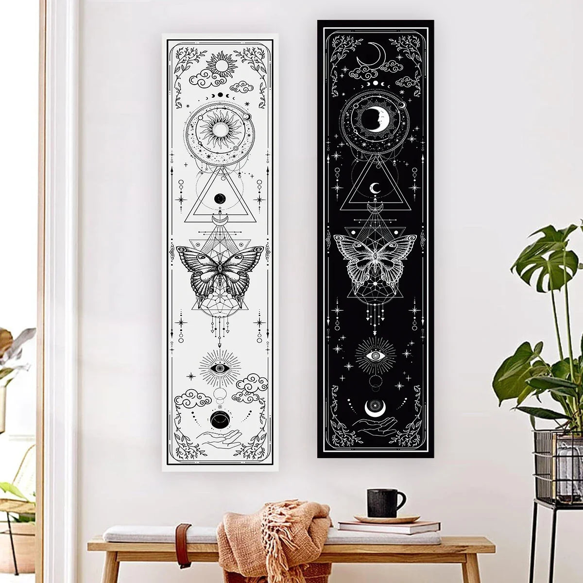 Witchy Sun & Moon Banner Tapestry