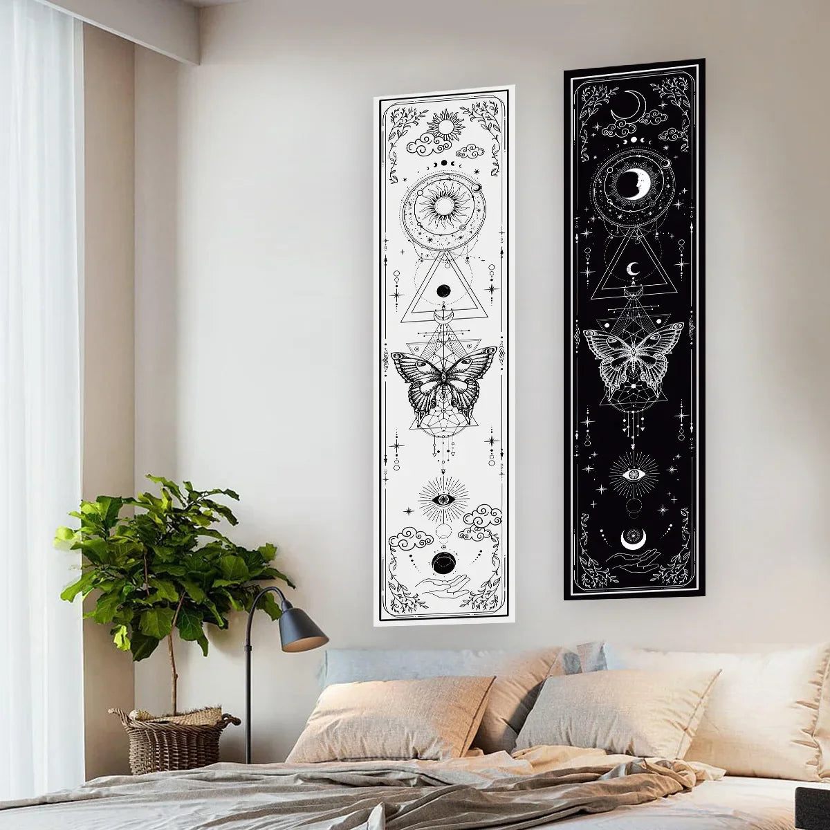 Witchy Sun & Moon Banner Tapestry