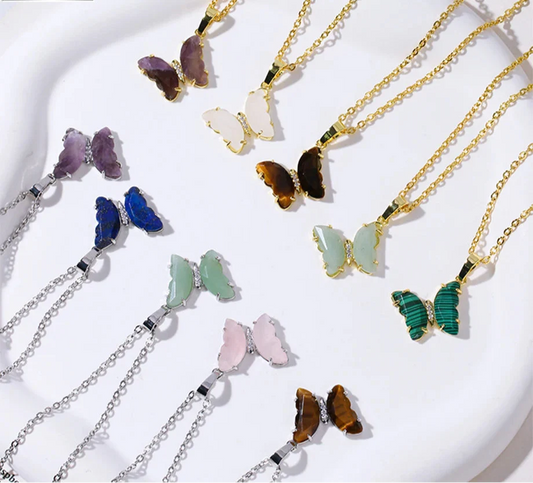 Crystal Butterfly Necklace & Ring
