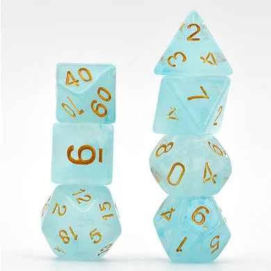 Cyan Silk Translucent Dice Set (Clearance)